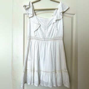 Alice + Olivia White Ruffle Eyelet Dress size 14